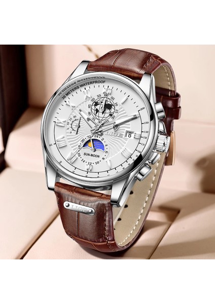 Altın Mavi Lıge Moda Saatler Erkekler Aydınlık Su Geçirmez Spor Izle Adam Kuvars Kol Saati Lüks Marka Saat Erkekler Chronograph Horloge Mannen (Yurt Dışından) fiyatları