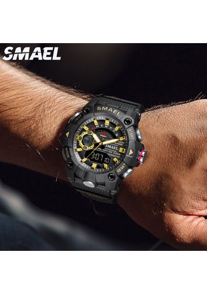 Kırmızı Smael Üst Marka Lüks Saatler Erkekler Çift Ekran Izle Su Geçirmez Erkek Spor Kol Saati Adam Dijital Saat Erkek Kronometre 8040 (Yurt Dışından)