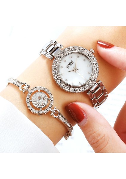 Gümüş Kadın Bilezik Saatler Set Lüks Paslanmaz Çelik Bilek Saatler Hediyelik Saat Relogio Feminino Reloj Mujer Zegarek Damski (Yurt Dışından) modelleri