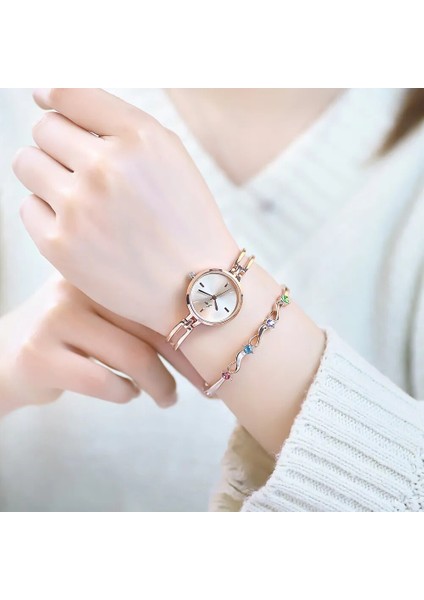 Gümüş Pembe 2 Moda 25MM Gümüş Bilezik Izle Kadınlar Için Lüks Alaşım Kayış Kuvars Bayanlar Izle Saat Hediye Kızlar Için Gül Altın Dropshipping (Yurt Dışından) fırsatları