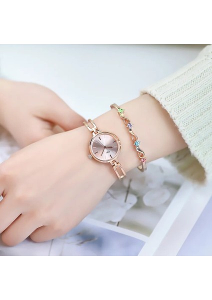 Gümüş Pembe 2 Moda 25MM Gümüş Bilezik Izle Kadınlar Için Lüks Alaşım Kayış Kuvars Bayanlar Izle Saat Hediye Kızlar Için Gül Altın Dropshipping (Yurt Dışından) indirimleri
