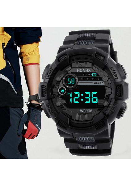 Siyah Kırmızı Erkek Serin Aydınlık Erkekler Spor Izle Silikon Kayış Askeri Kol Saati LED Takvim Su Geçirmez Dijital Saat Reloj De Hombre (Yurt Dışından) indirimleri