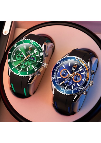 Bronz Olevs Spor Erkek Saati Büyük Arama Kuvars Izle 30 M Su Geçirmez Yüzmek Gece Parlayan Moda Saatler Erkekler Için Saat Relogio Masculino (Yurt Dışından)