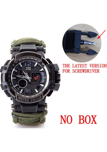 Yeşil Hiçbir Kutu Açık Survival Izle Çok Fonksiyonlu Su Geçirmez Askeri Taktik Paracord Izle Bilezik Kamp Yürüyüş Acil Durum Dişli Edc (Yurt Dışından)