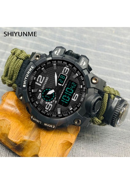 Siyah Kayış ile Açık Hayatta Kalma Izle Çok Fonksiyonlu Su Geçirmez Askeri Taktik Paracord Izle Bilezik Kamp Yürüyüş Acil Durum Dişli (Yurt Dışından) modelleri