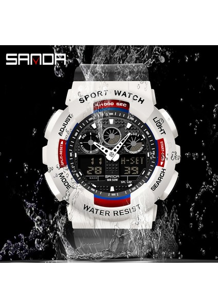 Beyaz Siyah Spor Izle Erkekler Lüks Çift Zamanlı Electrconi Saatler Kadın Kol Saati Moda Darbeye Dayanıklı Kronometre Askeri Spor Saati (Yurt Dışından) fırsatları