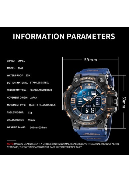 Kırmızı Yeşil Smael 8049 En Lüks Saatler Erkekler Çift Ekran Izle 50 M Su Geçirmez Spor Kol Saati Erkek Askeri Saat Erkek Relogio Masculino (Yurt Dışından) fırsatları