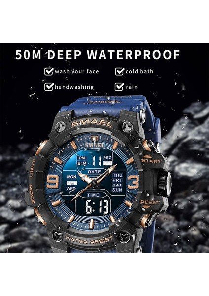 Kırmızı Yeşil Smael 8049 En Lüks Saatler Erkekler Çift Ekran Izle 50 M Su Geçirmez Spor Kol Saati Erkek Askeri Saat Erkek Relogio Masculino (Yurt Dışından) indirimleri