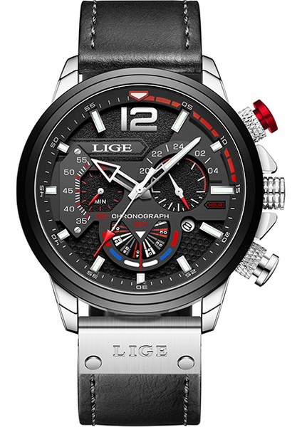 Gümüş Siyah L Lıge Gündelik Iş Kronograf Su Geçirmez Paslanmaz Çelik Izle Erkekler Yeni Lüks Moda Erkekler Kuvars Saatler Horloges Mannen + Kutu (Yurt Dışından)