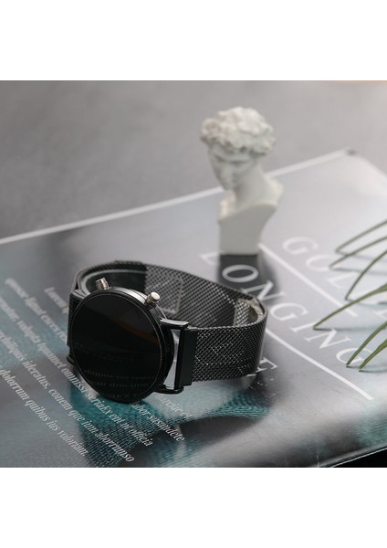 D Moda Lüks Gül Altın Dijital Kırmızı LED Kadranlı Saatler Kadınlar Için Hediye Paslanmaz Çelik Tel Örgü Kemer Quartz Saat Bayanlar Mıknatıslı Saat (Yurt Dışından)