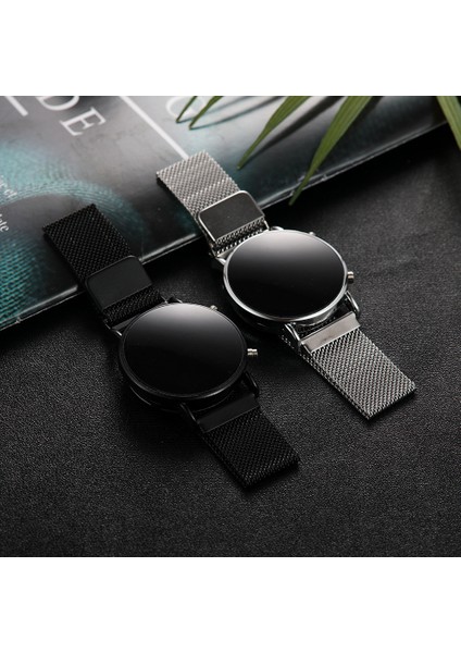 D Moda Lüks Gül Altın Dijital Kırmızı LED Kadranlı Saatler Kadınlar Için Hediye Paslanmaz Çelik Tel Örgü Kemer Quartz Saat Bayanlar Mıknatıslı Saat (Yurt Dışından)