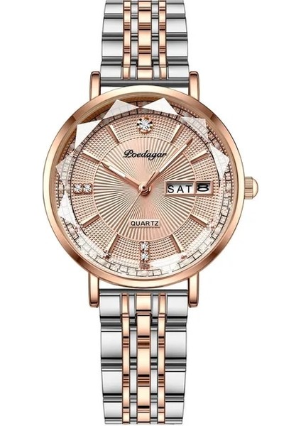 Çelik Gül Altın Lüks Kristal Kadın Bilezik Saatler Üst Marka Moda Elmas Bayanlar Kuvars Izle Çelik Kadın Kol Saati Montre Femme Relogio (Yurt Dışından)