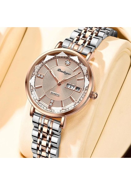 Çelik Gül Altın Lüks Kristal Kadın Bilezik Saatler Üst Marka Moda Elmas Bayanlar Kuvars Izle Çelik Kadın Kol Saati Montre Femme Relogio (Yurt Dışından)