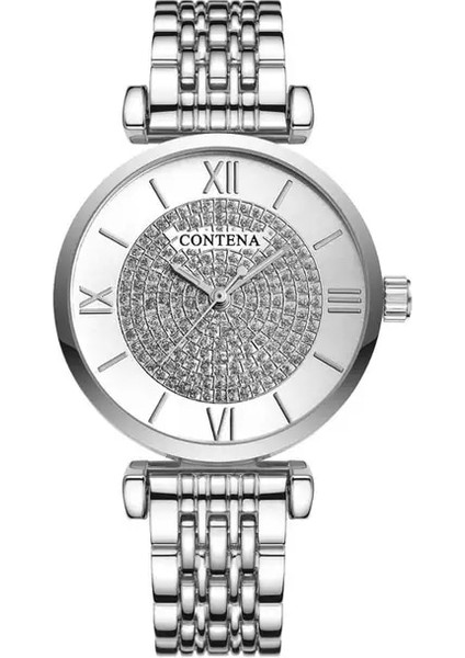 Gümüş 2022 Kadın Saatler Lüks Rhinestone Altın Gümüş Kadın Kol Saati Elbise Izle Bilezik Izle Bayanlar Kuvars Saat Reloj Mujer (Yurt Dışından)