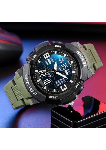 Siyah Gül Altın Smael Alaşım Kasa Spor Izle Erkekler Askeri Kuvars Izle Mavi Arka Işık Çift Ekran Kol Saati Erkek Kronometre LED Dijital Saat (Yurt Dışından) fiyatları