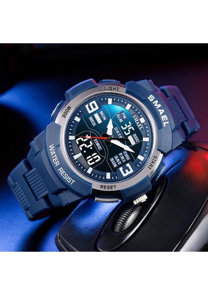 Siyah Gül Altın Smael Alaşım Kasa Spor Izle Erkekler Askeri Kuvars Izle Mavi Arka Işık Çift Ekran Kol Saati Erkek Kronometre LED Dijital Saat (Yurt Dışından) fırsatları