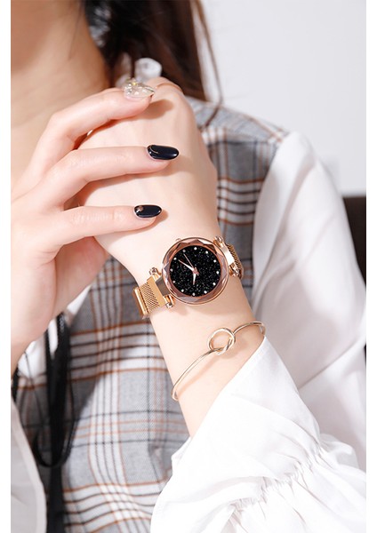 Mavi 5pcstz Kadın Izle Bilezik Lüks Elmas Gül Altın Bayanlar Kol Saati Manyetik Kadın Bilezik Izle Kadın Saat Relogio Feminino (Yurt Dışından) indirimleri