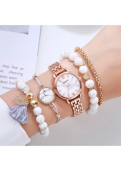 XR3874 5 Adet Kadın Saatler Set Yeni Gül Altın Yeşil Bayanlar Bilezik Izle Kol Saati Bayan Kuvars Elbise Saat Bayanlar Feminino Reloj (Yurt Dışından) fiyatları