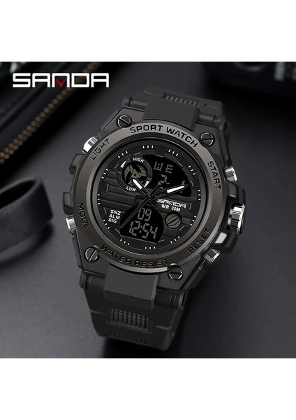 Armygreen Sanda Erkek Saatleri Spor Açık Su Geçirmez Askeri Saat Analog Dijital Kol Saati Çok Fonksiyonlu LED Alarm Kronometre (Yurt Dışından) indirimleri