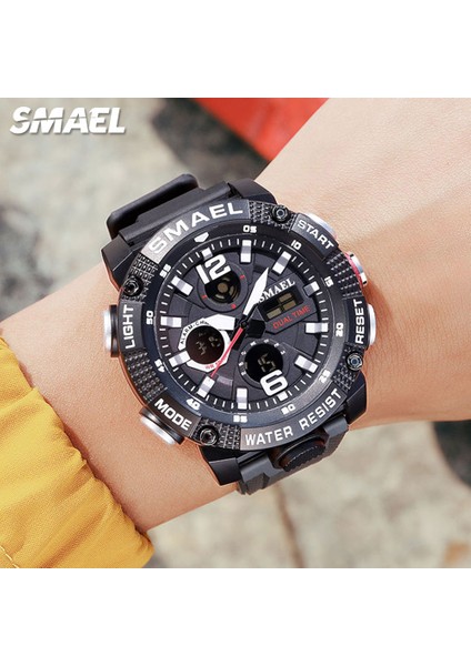 Yeşil Smael Çift Zamanlı LED Ekran Dijital Saat Erkekler Için Su Geçirmez Yüzme Kuvars Spor Saatler Otomatik Tarih Çalar Saat Kol Saati 8039 (Yurt Dışından) modelleri