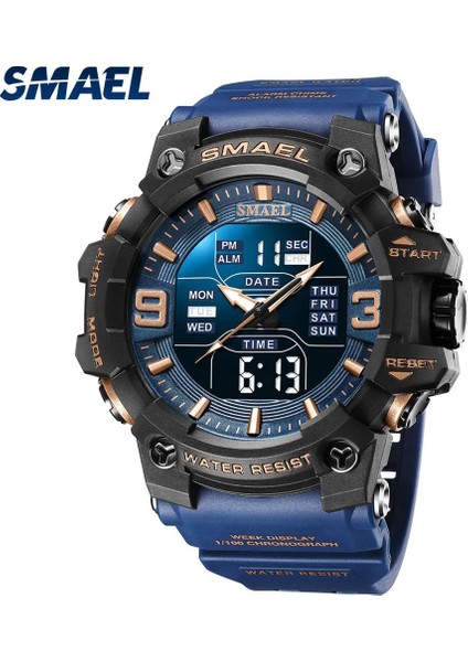 Siyah Altın Smael 8049 Top Lüks Saatler Erkekler Çift Ekran Izle 50 M Su Geçirmez Spor Kol Saati Erkek Askeri Saat Erkek Relogio Masculino (Yurt Dışından)
