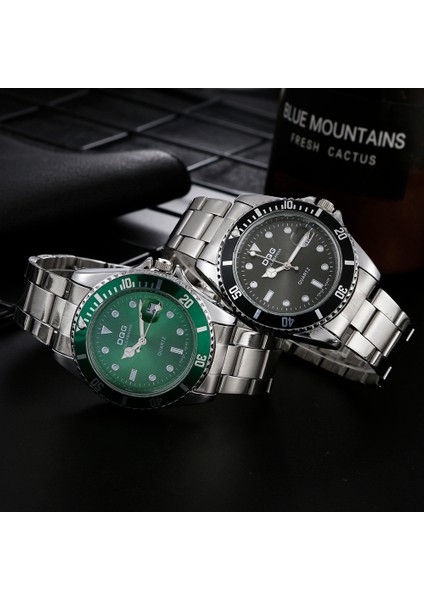 Stil 9 Erkek Saatler 2023 Lüks Marka Casual Kuvars Izle Erkekler Paslanmaz Çelik Tarih Takvim Saatler Relogio Masculino Erkek Yeşil Saat (Yurt Dışından)