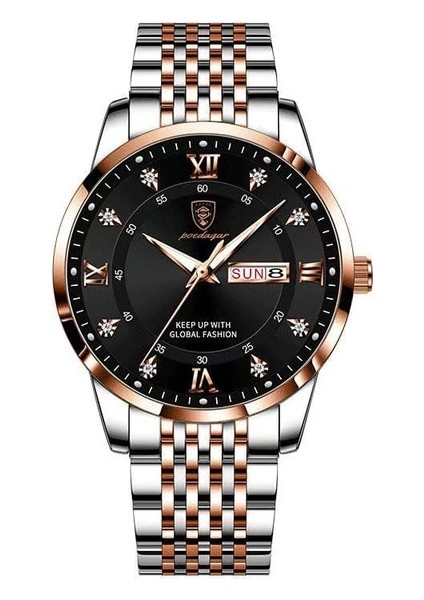 836 Rg Bk S Poedagar 2021 Yeni Erkek Ultra-Ince Saatler Moda Haftası Takvimi Iş Serin Su Geçirmez Lüks Paslanmaz Çelik Kuvars Kol Saati (Yurt Dışından)