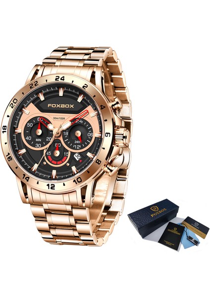 Gül Altın Siyah Lıge Moda Lüks Kuvars Izle Erkekler Için Paslanmaz Çelik Iş Adamı Izle Aydınlık Su Geçirmez Rahat Spor Relogio Masculino (Yurt Dışından)