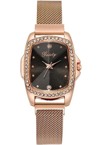 Altın Siyah 5 Adet Gaiety Marka Lüks Moda Bilezik Saat Seti Kadın Deri Band Kuvars Kol Saati Saatler Bayanlar Siyah Saat Reloj Mujer (Yurt Dışından)