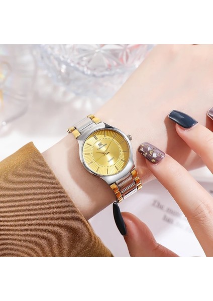 Altın Beyaz Yeni 2021 Lüks Часы Quartz Saat Paslanmaz Çelik Gündelik Bilezik Izle Kadın Moda Wriwatch Relojes Para Mujer Marca De Lujo (Yurt Dışından) fiyatları