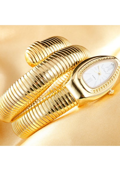 Altın 2021 Relogio Feminino Lüks Gümüş Yılan Saatler Kadın Moda Kuvars Bileklik Bileklik Saatler Casual Bayanlar Saatler Reloj Mujer (Yurt Dışından)
