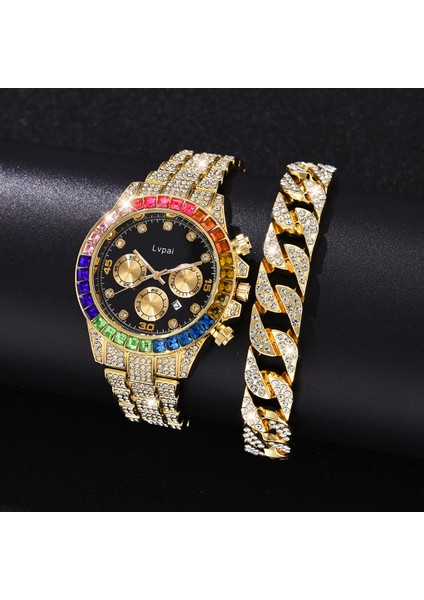 Bir Şerit Altın Lvpai Marka Izle Bilezik Seti Lüks Kadın Erkek Bayanlar Casual Kadın Kristal Saatler Erkekler Elmas Moda Izle Relogio Feminino (Yurt Dışından) modelleri