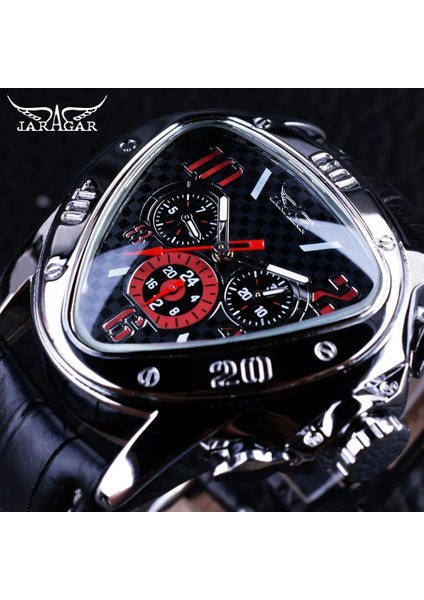 Kırmızı Jaragar Saat Erkekler Spor Saatler Top Marka Lüks Otomatik Moda Erkek Kol Saati Kırmızı Üçgen 3 Kadran Mekanik Relojes Hombre (Yurt Dışından) fiyatları