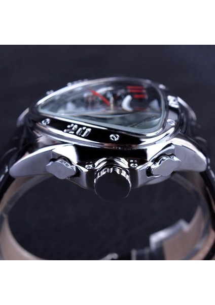 Kırmızı Jaragar Saat Erkekler Spor Saatler Top Marka Lüks Otomatik Moda Erkek Kol Saati Kırmızı Üçgen 3 Kadran Mekanik Relojes Hombre (Yurt Dışından) indirimleri