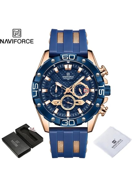 Rgbebe Kutusu Navıforce Lüks Erkekler Için Saatler Moda Silikon Kayış Askeri Su Geçirmez Spor Kronograf Kuvars Kol Saati Tarih ile (Yurt Dışından)
