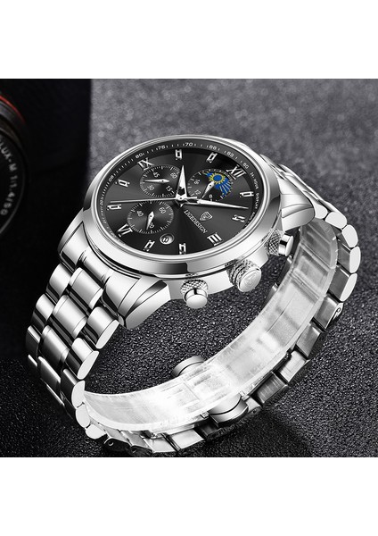 Gül Altın Siyah Lıge Yeni Moda Izle Erkekler Üst Marka Lüks Spor Kuvars Kol Saati Chronograph Askeri Erkek Saatler Aydınlık Tarih Saat + Kutu (Yurt Dışından) modelleri