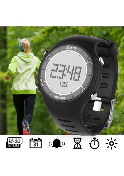 Çalar Saat Kronometre ve Geri Sayım Sayacı ile Açık Hava Koşusu Için Mavi Erkek Dijital Spor Saat 50 M Su Geçirmez Ezon L008 (Yurt Dışından)