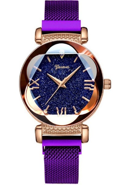 Mor 2022 Bayanlar Kol Saati Yıldızlı Gökyüzü Manyetik Kadın Izle Lüks Gül Altın Bilezik Kadınlar Için Saatler Relogio Feminino Reloj Mujer (Yurt Dışından)
