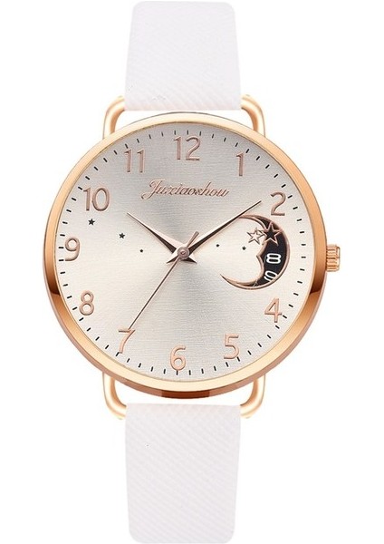XR4379-WH Kadın Izle Ay Numaraları Dial Bilezik Saatler Set Bayanlar Deri Band Kuvars Kol Saati Kadın Kadın Saat Relogio Mujer Sıcak (Yurt Dışından)