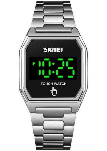 Gümüş Skmeı LED Işık Dokunmatik Tarih Saat Elektronik Saatler Erkekler Kadınlar Lüks Tam Çelik Su Geçirmez Dijital Kol Saatleri Reloj Hombre (Yurt Dışından)