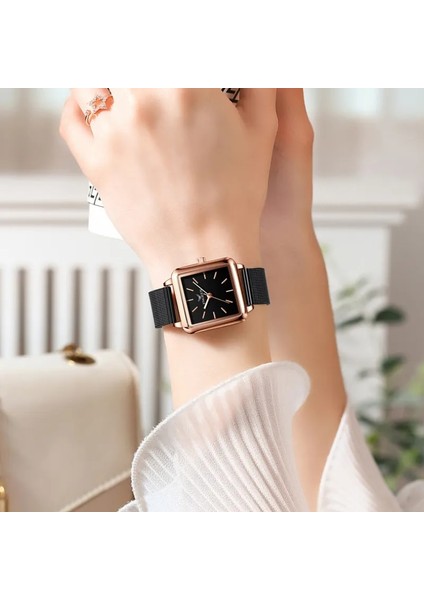 Stil 2 Yeni Kare Kadın Lüks Marka Izle Kuvars Bayanlar Gül Altın Izle Kol Saati Kadın Moda Bilezik Saatler Saat Reloj Mujer (Yurt Dışından)