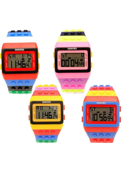Stil 4 Unisex Gökkuşağı Erkek Kadın Plastik Büyük Dijital Saat Çok Fonksiyonlu Light Up Öğrencileri Su Geçirmez Alarm Dıy Bilezik Saatler Saat (Yurt Dışından) fiyatları