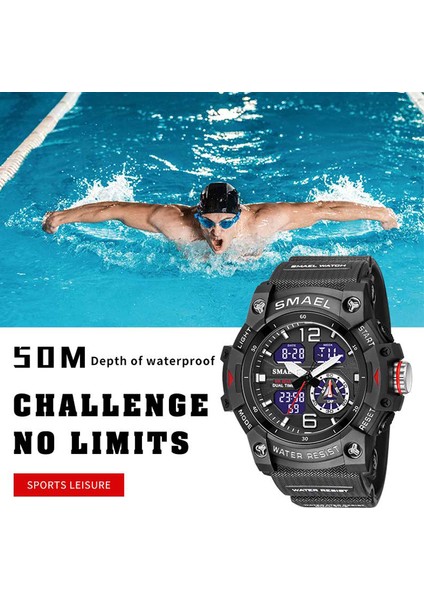 Altın Askeri Izle Kuvars Kol Saatleri Spor 50 M Su Geçirmez Çalar Saat Işık Analog Dijital Erkek Saatler 8007 Erkek Saatler Dijital (Yurt Dışından)