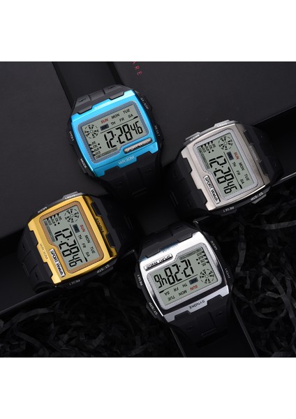 9021BLUE Synoke Erkek Spor Saat LED Alarm Su Geçirmez Kare Büyük Kadran Dijital Saatler Erkek Elektronik Saat Kol Saati Relojes Hombre (Yurt Dışından)