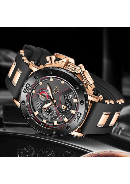 Gül Altın Siyah Orijinal Lıge Erkek Saat Marka Lüks Erkekler Için Izle Spor Kuvars Saatler Aydınlık Su Geçirmez Kol Saati Chronograph Tarih Saat (Yurt Dışından)