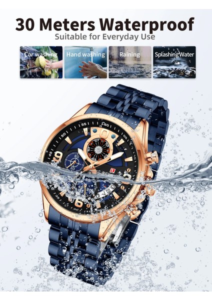 Gül Siyah Ödül Vıp Tasarım Kuvars Saatler Erkekler Için Su Geçirmez Spor Kol Saati Paslanmaz Çelik Chronograph Aydınlık Bilek Saatler Erkek Için (Yurt Dışından) fırsatları