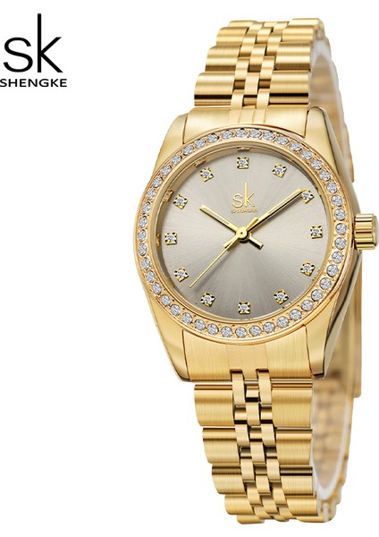 Altın Siyah Lüks Orijinal Su Geçirmez Relogio Feminino Shengke Altın Bilezik Izle Kadınlar Hassas Kuvars Izle Kadınlar Için Ayarlanabilir Saat (Yurt Dışından)
