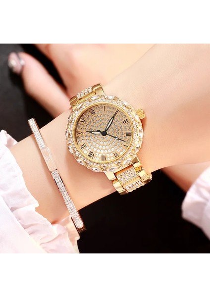 Altın Izle Kuvars Kadın Saatler Bayanlar Yıldızlı Gökyüzü Su Geçirmez Çelik Kadın Bilezik Saatler Kadın Saat Relogio Feminino Montre Femme (Yurt Dışından)