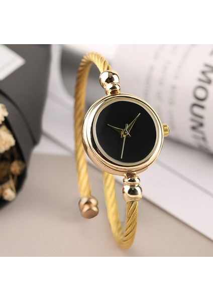 Siyah Chronos Minimalist Kadın Saatler Altın Paslanmaz Çelik Bilezik Izle Ince Avrupa Tarzı Bayanlar Kuvars Kol Saati (Yurt Dışından)