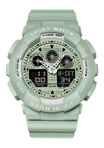 Yeşil Spor Izle Erkekler Lüks Çift Zamanlı Electrconi Saatler Kadın Kol Saati Moda Darbeye Dayanıklı Kronometre Askeri Spor Saati (Yurt Dışından)